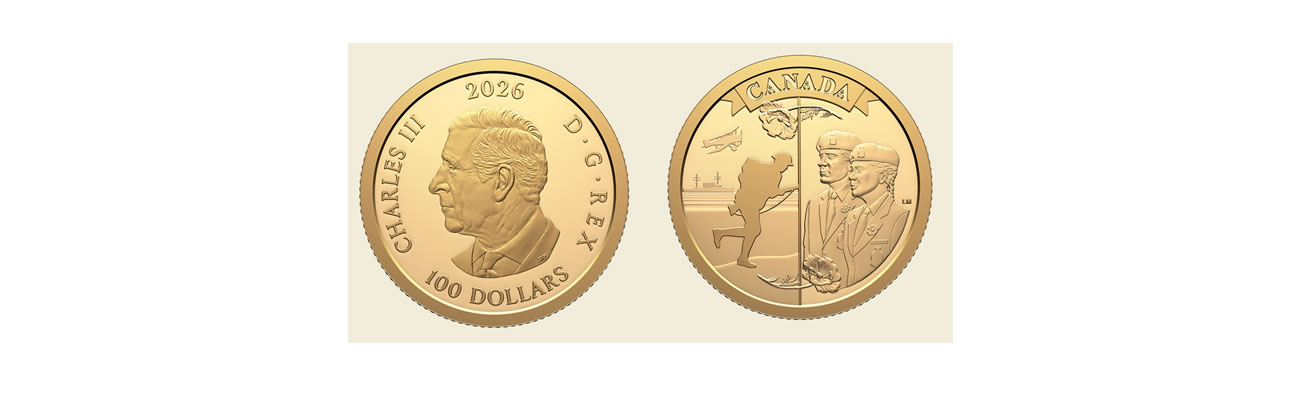 Emissions de pièces en or et en argent de la monnaie royale canadienne pour le 100e anniversaire de la légion royale