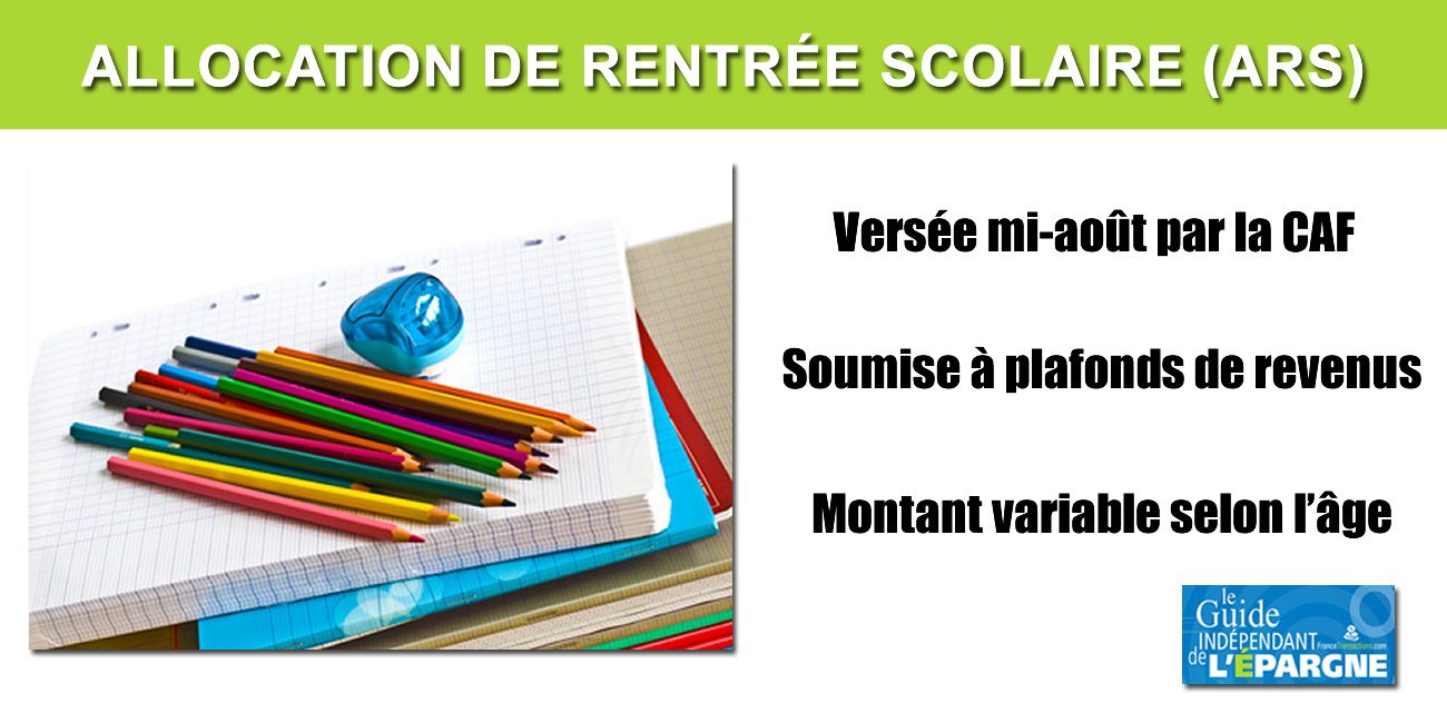 L'allocation de rentrée scolaire (ARS) versée ce mardi 18 août à 3 millions de familles