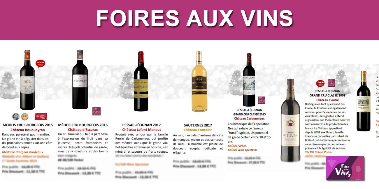 Foire aux Vins Cavissima : de 30€ à 50€ de remises à partir de respectivement 300 et 500€ d'achats, à saisir avant le 31 mars 