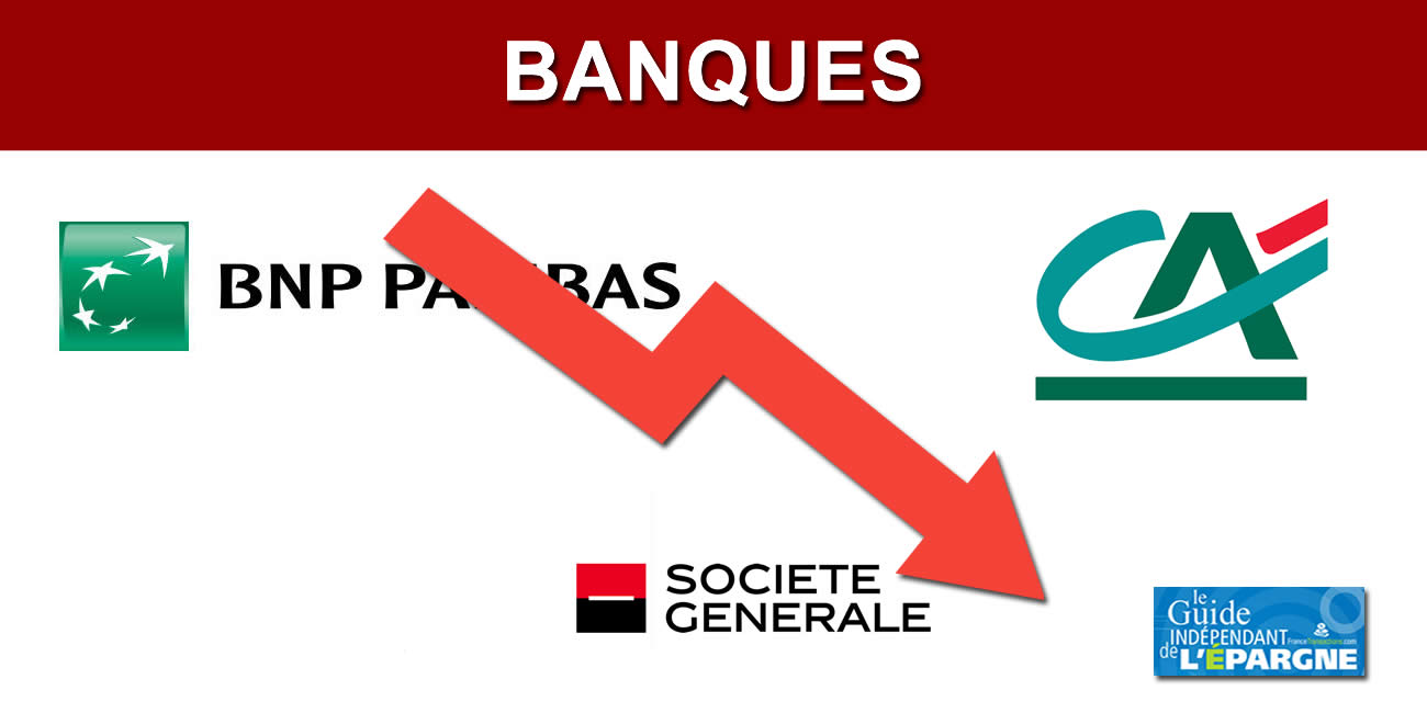 Bourse : les actions des banques françaises dévissent vigoureusement (jusqu'à -12%), en cause les craintes pour Crédit Suisse