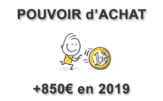 Pouvoir d'achat : une hausse théorique de 850€ par ménage en 2019 Pouvoir d'achat : une hausse théorique de 850€ par ménage en 2019