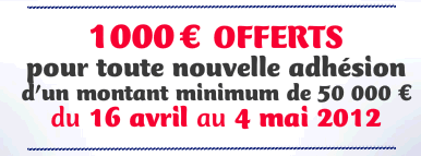 Assurance-vie / Fidelity Vie : 1 000 € offerts pour 50 000 € versés lors d'une nouvelle souscription Assurance-vie / Fidelity Vie : 1 000 € offerts pour 50 000 € versés lors d'une nouvelle souscription