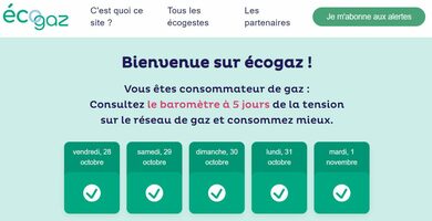 Après EcoWatt, voici son pendant EcoGaz pour pour adapter vos consommations de Gaz durant la crise énergétique Après EcoWatt, voici son pendant EcoGaz pour pour adapter vos consommations de Gaz durant la crise énergétique