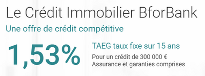 BforBank lance son offre de crédit immobilier, TAEG de 1.53% BforBank lance son offre de crédit immobilier, TAEG de 1.53%