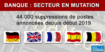 Banques, un secteur en mutation : 44.000 suppressions de postes annoncées en Europe depuis début 2019 Banques, un secteur en mutation : 44.000 suppressions de postes annoncées en Europe depuis début 2019