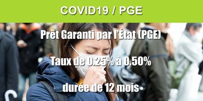 COVID19 / Prêt Garanti par l'Etat (PGE) : taux de 0.25% sur 12 mois, déjà disponible dans plusieurs banques COVID19 / Prêt Garanti par l'Etat (PGE) : taux de 0.25% sur 12 mois, déjà disponible dans plusieurs banques