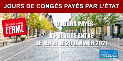 Jours de congés payés par l'État en janvier 2021 : quelles entreprises peuvent en bénéficier ?