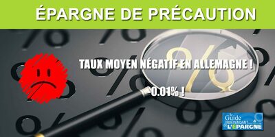 Épargne en Allemagne : une première, le taux moyen devient négatif pour les particuliers à -0.01% Épargne en Allemagne : une première, le taux moyen devient négatif pour les particuliers à -0.01%
