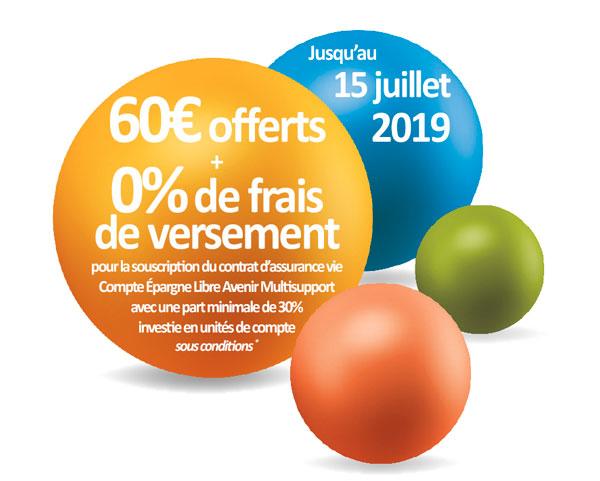 Assurance-Vie MIF : 60€ offerts et des frais sur versements à 0% jusqu'au 15 juillet 2019 Assurance-Vie MIF : 60€ offerts et des frais sur versements à 0% jusqu'au 15 juillet 2019