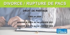 Divorce, rupture de PACS : le droit de partage abaissé à 1.80% à partir du 1er janvier 2021