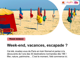 Billets de train NOMAD à 19 € au départ de Paris cet été : Caen, Mont St Michel, Le Havre... 