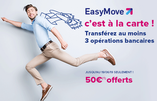 Boursorama : 50€ supplémentaires offerts pour toute première utilisation du service de changement de domiciliation bancaire EasyMove