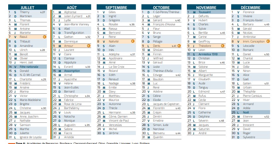 Le calendrier 2024 des paiements