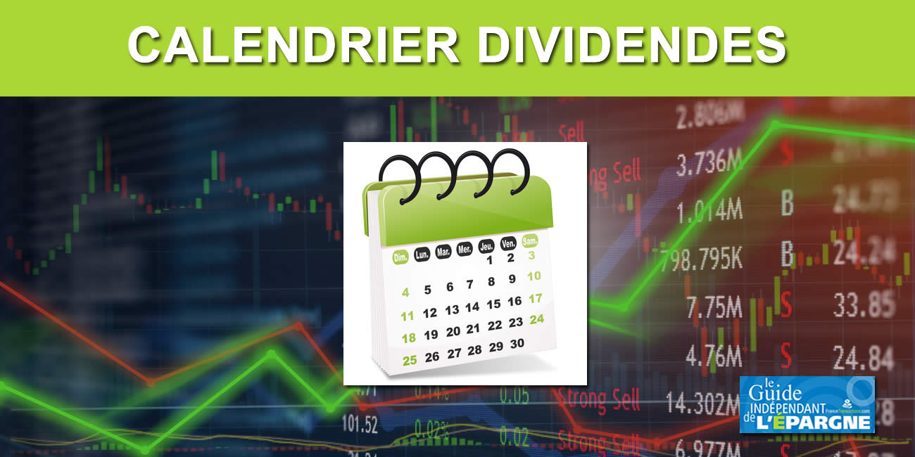 📅 Calendrier 2026 des détachements des dividendes des actions
