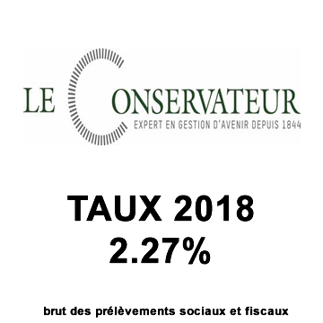 Assurance-Vie Le Conservateur, taux fonds euros 2018 : 2.27% Assurance-Vie Le Conservateur, taux fonds euros 2018 : 2.27%