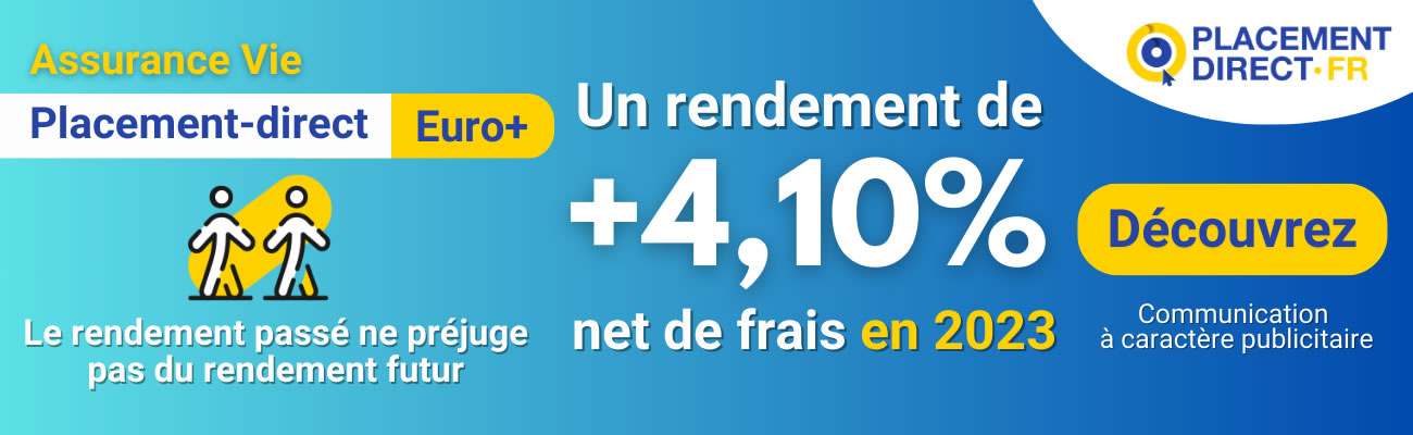 Fonds euros EURO+, 4.10% en 2023, sans contrainte d'investissement sur des unités de compte, aucun bonus.